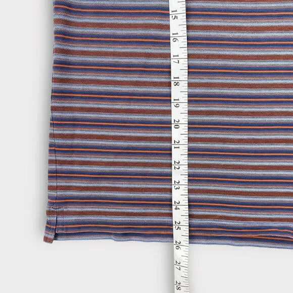 $115 J Lindeberg Polo Shirt Mens Large Striped Dev Slim Lux Pique Logo Golf - Picture 9 of 9